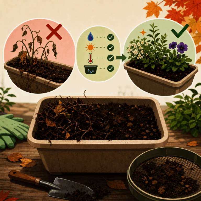 プランターの古い土は再利用できる？秋の植え替え前にやることを解説
